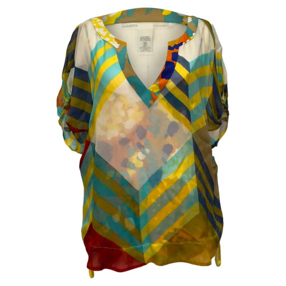 Diane Von Furstenberg Double-Layered Top in Multicolor Silk